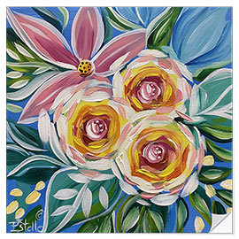 Sticker mural Blooming Brush Strokes