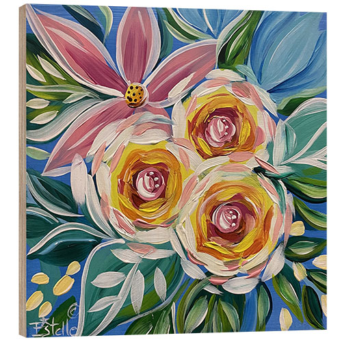Tableau en bois Blooming Brush Strokes