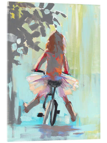 Tableau en verre acrylique Learning to ride a bike