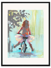 Gerahmter Kunstdruck Fahrradfahren lernen