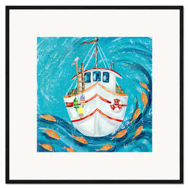 Kehystetty taidepainatus Fishing boat with buoys