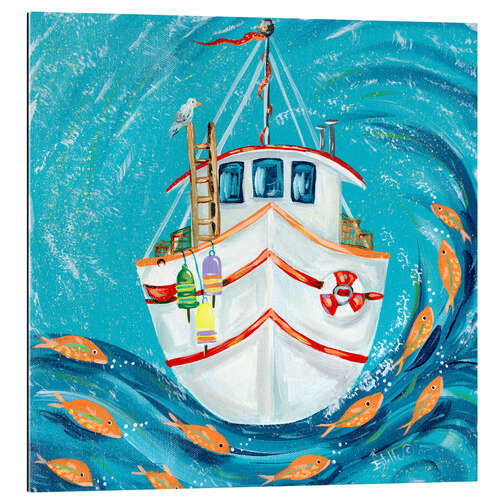 Gallery print Fishing boat with buoys