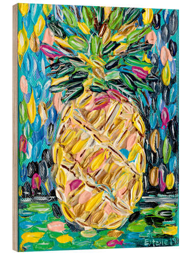 Wood print Juicy Pineapple