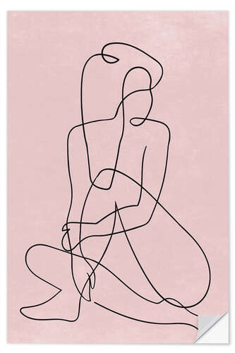 Selvklebende plakat One Line Curvy Female III