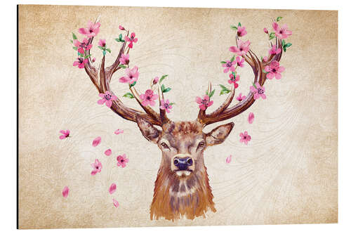 Aluminiumsbilde Pink Floral Deer