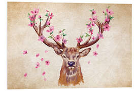 Foam board print Pink Floral Deer