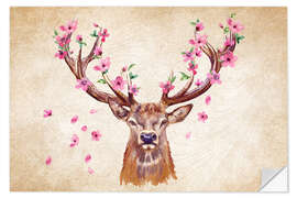 Sticker mural Pink Floral Deer