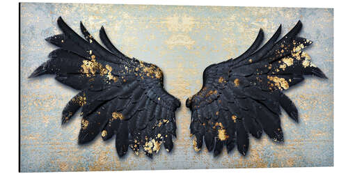 Stampa su alluminio Gold Flecks Black Angel Wings