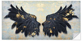 Sticker mural Gold Flecks Black Angel Wings