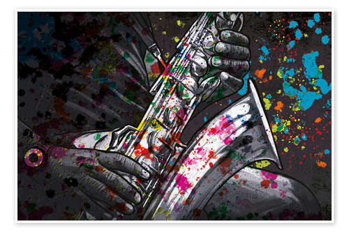 Plakat Saxophone Splash of Colour