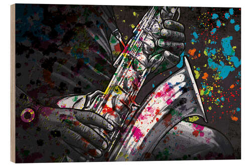 Trätavla Saxophone Splash of Colour