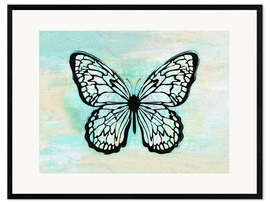 Impression artistique encadrée Blue Vintage Butterfly