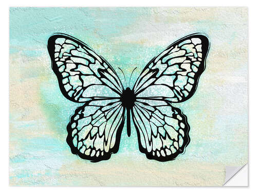 Vinilo para la pared Blue Vintage Butterfly