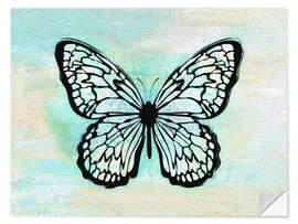 Wandsticker Blue Vintage Butterfly