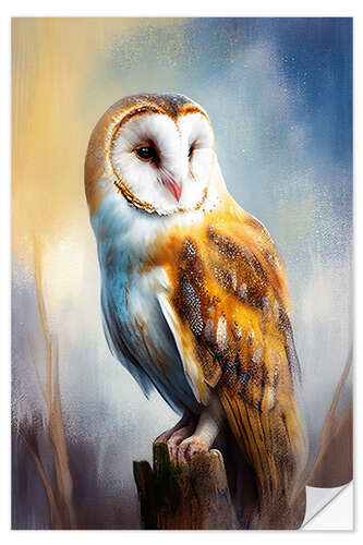 Selvklebende plakat Barn Owl