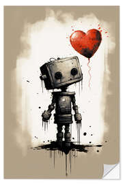 Selvklebende plakat Love Robot