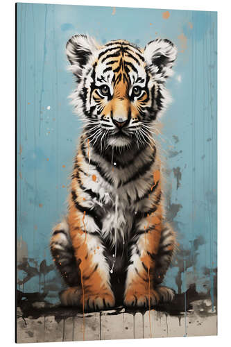 Aluminium print Baby Tiger