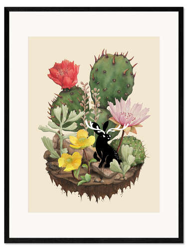 Kehystetty taidepainatus Tiny Jackalope