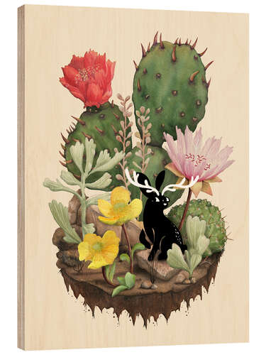 Hout print Tiny Jackalope