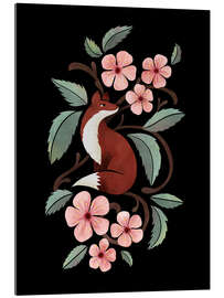 Tableau en verre acrylique Fox in the Cherry Blossoms