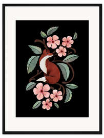 Gerahmter Kunstdruck Fuchs in den Kirschblüten