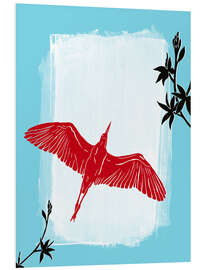 Foam board print Red Crane Flying