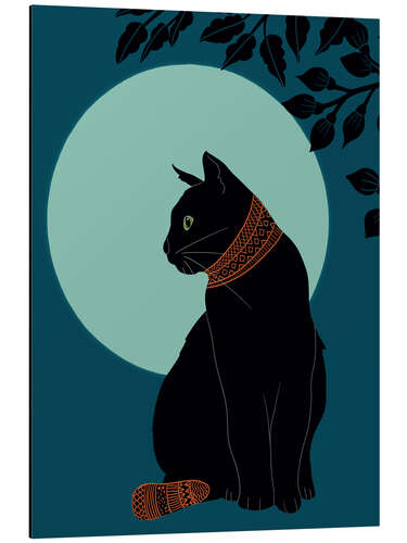 Tableau en aluminium Black Cat In The Moonlight