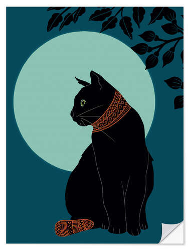 Sticker mural Black Cat In The Moonlight