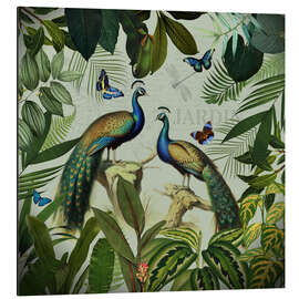 Magnettafel Exotische Pfauen im Dschungelparadis