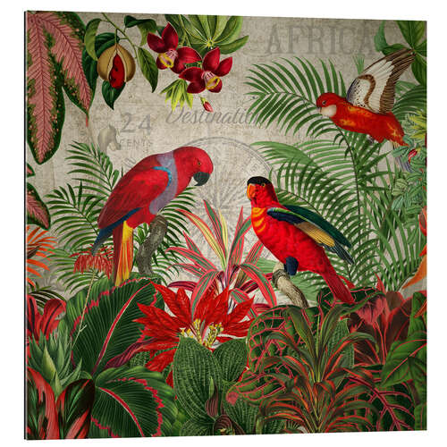 Tableau en plexi-alu Exotic Parrot in the Tropical Forest