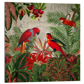 Tableau en plexi-alu Exotic Parrot in the Tropical Forest