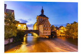 Foam board print Bamberg Town Hall by Night