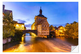 Wandsticker Rathaus Bamberg bei Nacht