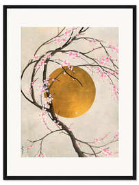 Gerahmter Kunstdruck Sakura und Sonnenscheibe