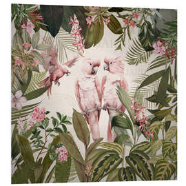 Foam board print Pink Cockatoos in Vintage Jungle