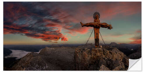 Selvklæbende plakat Mountain Cross on Schönfeldspitze