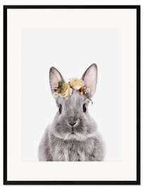 Kunsttryk i ramme Flower Crown Bunny