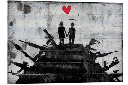 Quadro em plexi-alumínio Banksy - Love Amidst War