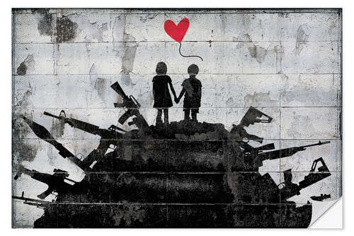 Selvklebende plakat Banksy - Love Amidst War