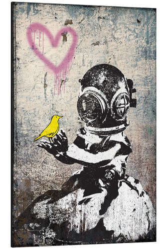 Tableau en aluminium Banksy - Yellow Bird Love