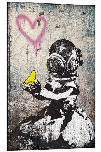 PVC-tavla Banksy - Yellow Bird Love