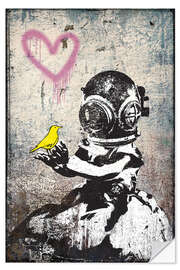 Wandsticker Banksy - Yellow Bird Love