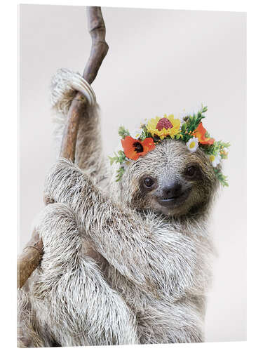 Acrylic print Flower Crown Sloth