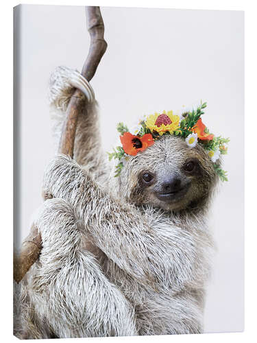 Tableau sur toile Flower Crown Sloth