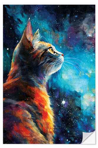 Selvklæbende plakat Cosmic Cat