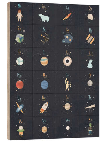 Trätavla Astronomy Alphabet