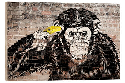 Tableau en bois Banksy - Banana Monkey
