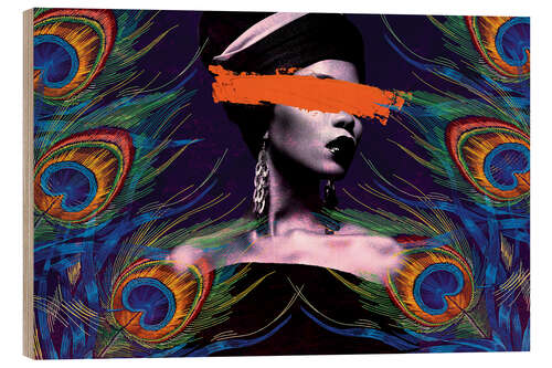 Wood print Lady Peacock
