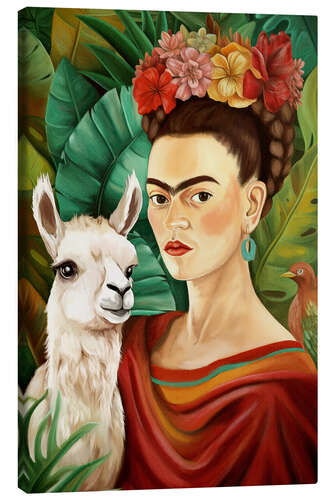 Canvas print Frida Kahlo and Llama