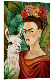 Hartschaumbild Frida Kahlo und Lama